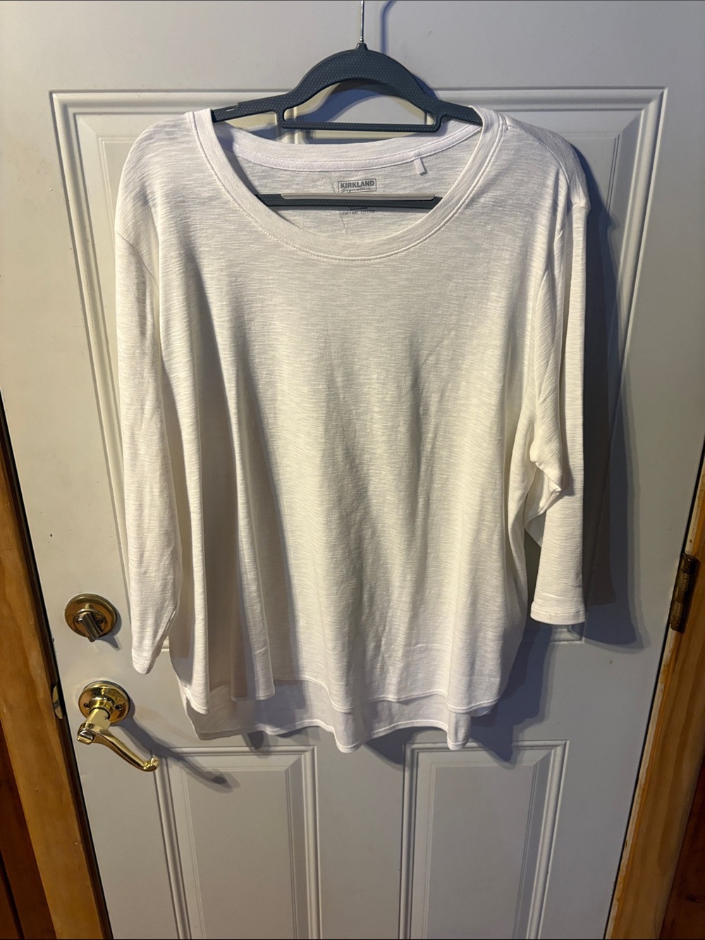 Kirkland Signature White Scoop Neck Long Sleeve Top Size XXL